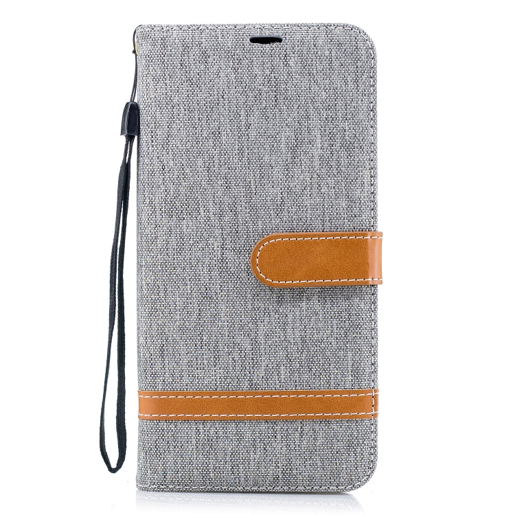 Color Matching Denim Texture Leather Case for Galaxy A8+, with Holder & Card Slots & Wallet & Lanyard
