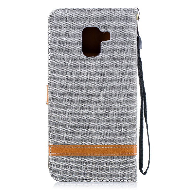 Color Matching Denim Texture Leather Case for Galaxy A8+, with Holder & Card Slots & Wallet & Lanyard