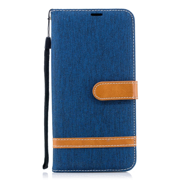 Color Matching Denim Texture Leather Case for Galaxy A8+, with Holder & Card Slots & Wallet & Lanyard