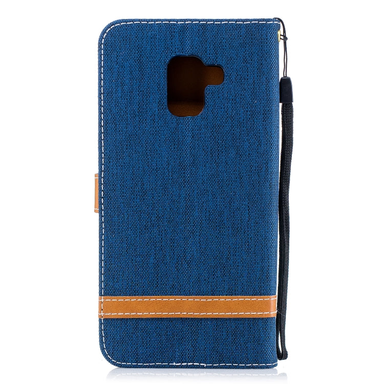 Color Matching Denim Texture Leather Case for Galaxy A8+, with Holder & Card Slots & Wallet & Lanyard