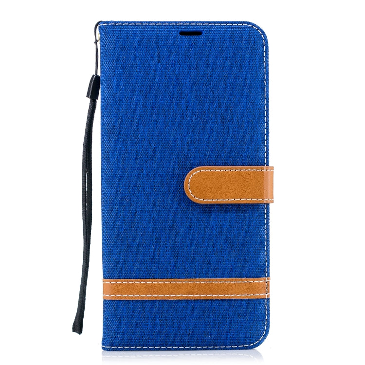 Color Matching Denim Texture Leather Case for Galaxy A8+, with Holder & Card Slots & Wallet & Lanyard