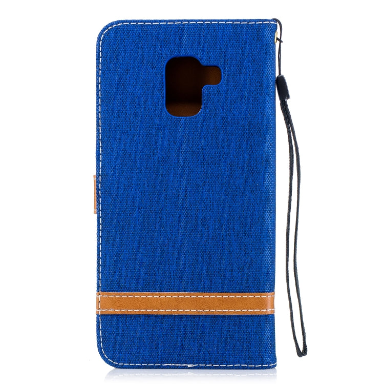 Color Matching Denim Texture Leather Case for Galaxy A8+, with Holder & Card Slots & Wallet & Lanyard
