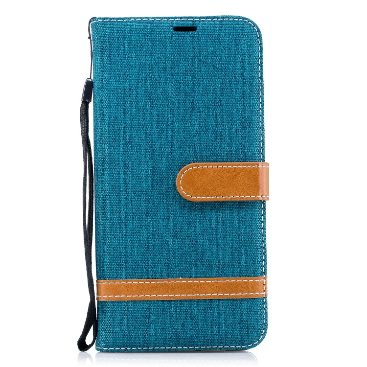 Color Matching Denim Texture Leather Case for Galaxy A8+, with Holder & Card Slots & Wallet & Lanyard