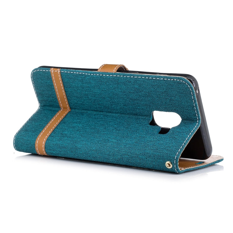 Color Matching Denim Texture Leather Case for Galaxy A8+, with Holder & Card Slots & Wallet & Lanyard