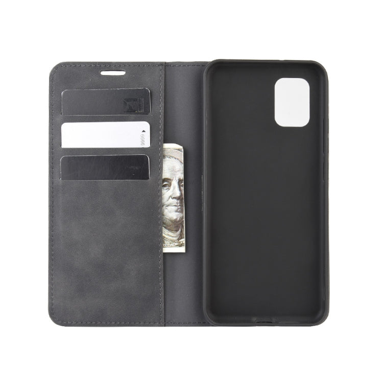 For ZTE Axon 11 Retro-skin Business Magnetic Suction Leather Case with Holder & Card Slots & Wallet