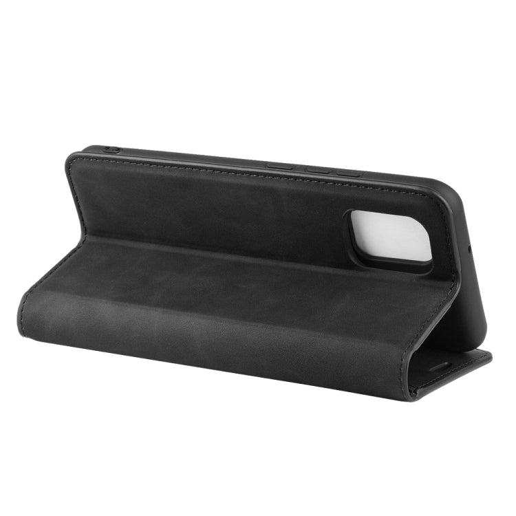 For ZTE Axon 11 Retro-skin Business Magnetic Suction Leather Case with Holder & Card Slots & Wallet