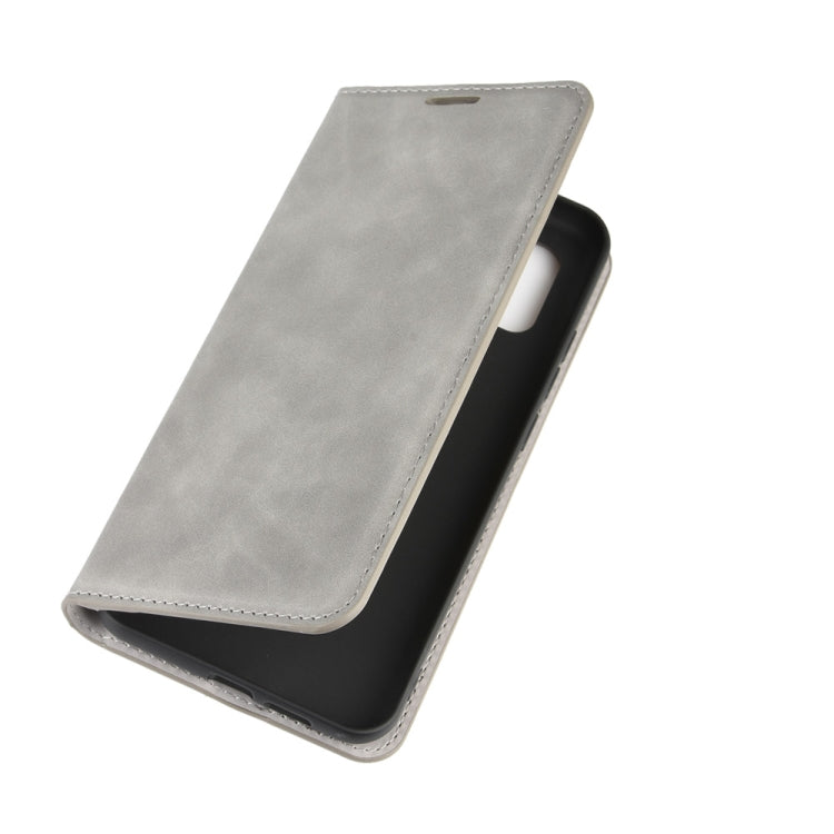 For ZTE Axon 11 Retro-skin Business Magnetic Suction Leather Case with Holder & Card Slots & Wallet