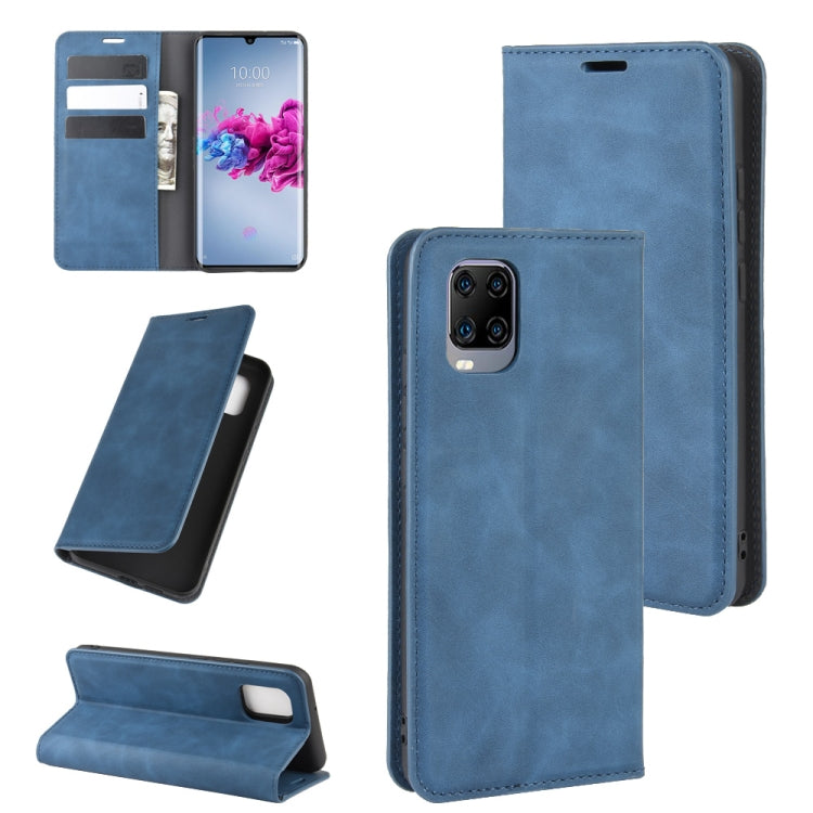 For ZTE Axon 11 Retro-skin Business Magnetic Suction Leather Case with Holder & Card Slots & Wallet