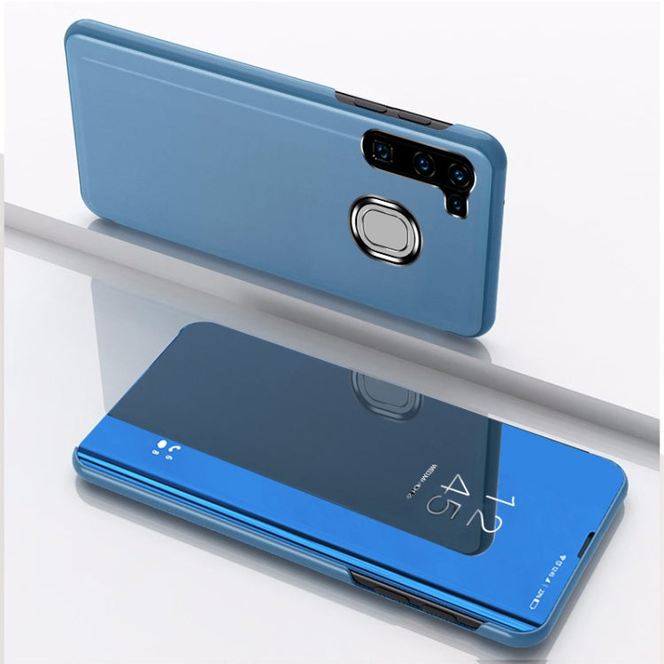 For Samsung Galaxy M11 Plated Mirror Horizontal Flip Leather Case with Holder