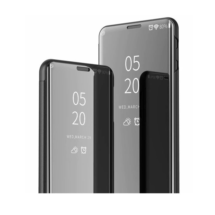 For Samsung Galaxy A21S Plated Mirror Horizontal Flip Leather Case with Holder