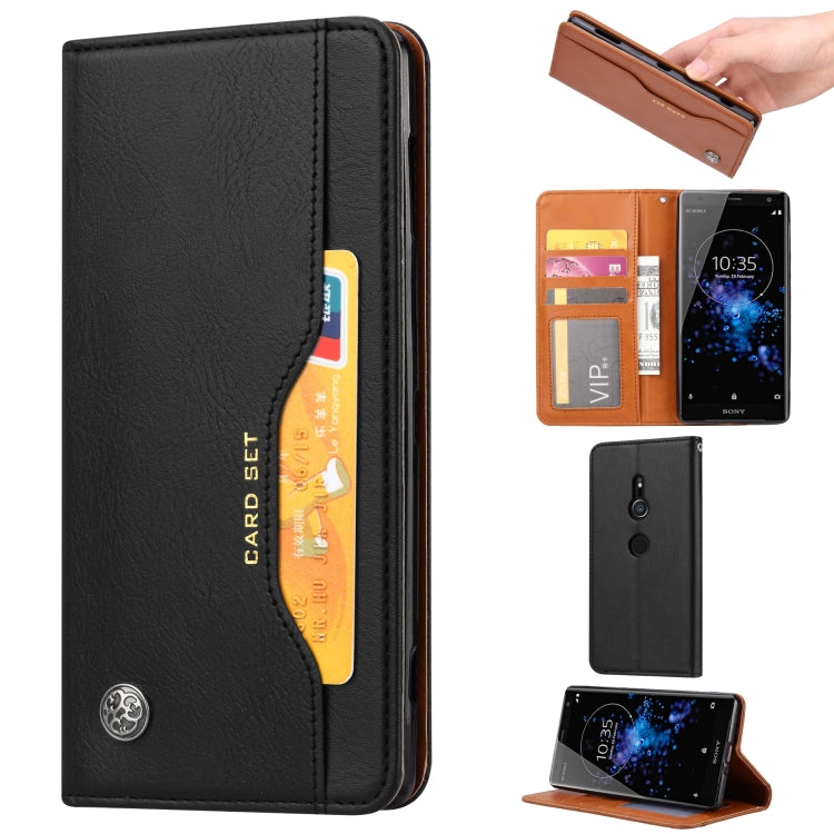 Knead Skin Texture Horizontal Flip Leather Case for Sony Xperia XZ2, with Photo Frame & Holder & Card Slots & Wallet