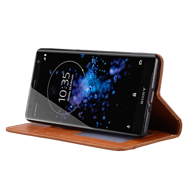 Knead Skin Texture Horizontal Flip Leather Case for Sony Xperia XZ2, with Photo Frame & Holder & Card Slots & Wallet