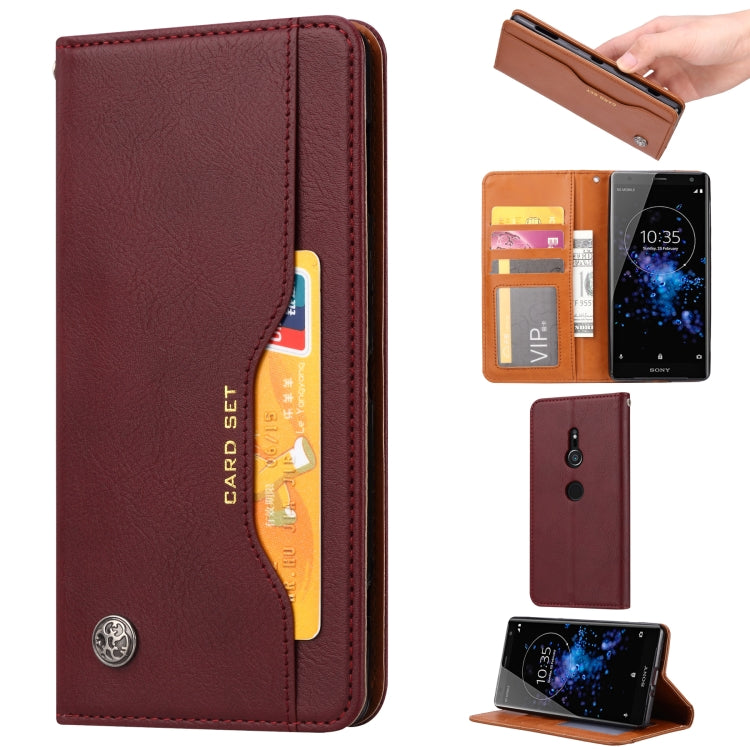 Knead Skin Texture Horizontal Flip Leather Case for Sony Xperia XZ2, with Photo Frame & Holder & Card Slots & Wallet