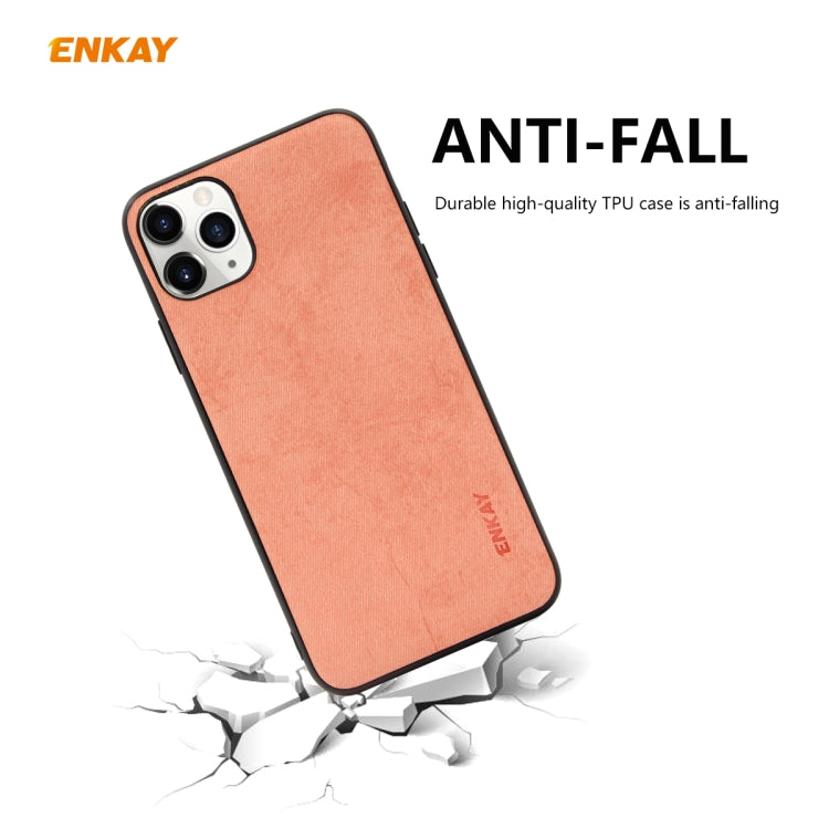 For iPhone 11 Pro Max ENKAY ENK-PC030 Business Series Fabric Texture PU Leather + TPU Soft Slim Case Cover