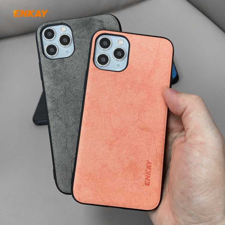 For iPhone 11 Pro Max ENKAY ENK-PC030 Business Series Fabric Texture PU Leather + TPU Soft Slim Case Cover