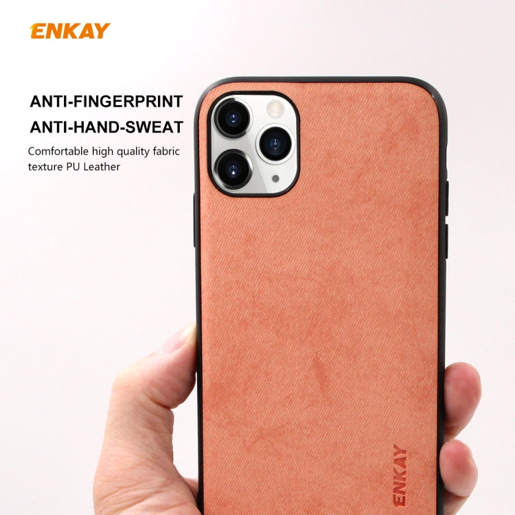 For iPhone 11 Pro Max ENKAY ENK-PC030 Business Series Fabric Texture PU Leather + TPU Soft Slim Case Cover