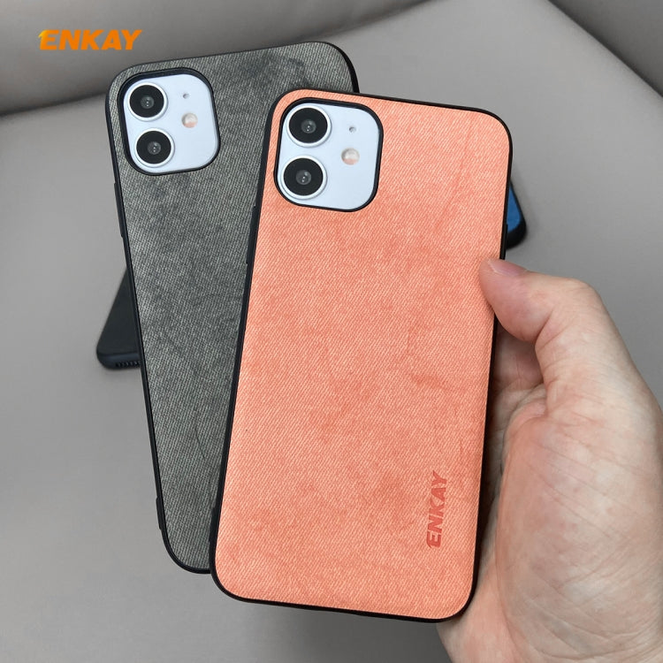 For iPhone 11 ENKAY ENK-PC0282 2 in 1 Business Series Fabric Texture PU Leather + TPU Soft Slim Case Cover ï¼† 0.26mm 9H 2.5D Tempered Glass Film