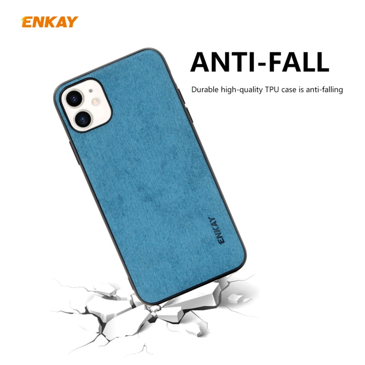 For iPhone 11 ENKAY ENK-PC0282 2 in 1 Business Series Fabric Texture PU Leather + TPU Soft Slim Case Cover ï¼† 0.26mm 9H 2.5D Tempered Glass Film