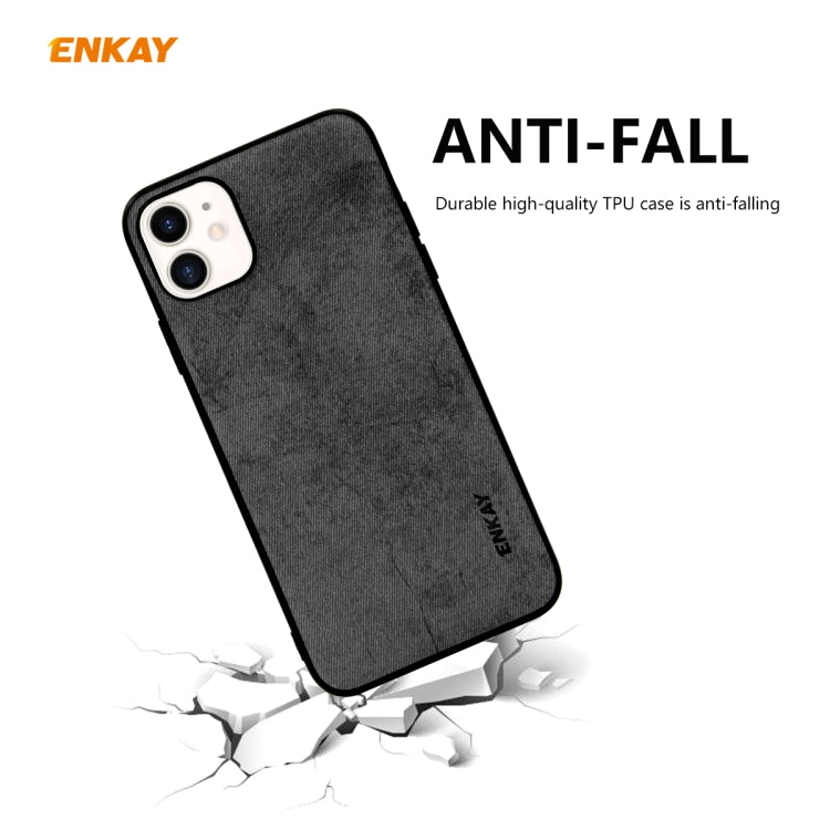 For iPhone 11 ENKAY ENK-PC0282 2 in 1 Business Series Fabric Texture PU Leather + TPU Soft Slim Case Cover ï¼† 0.26mm 9H 2.5D Tempered Glass Film