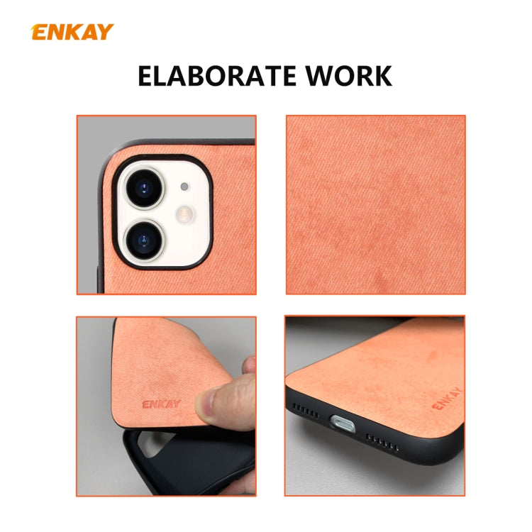 For iPhone 11 ENKAY ENK-PC0282 2 in 1 Business Series Fabric Texture PU Leather + TPU Soft Slim Case Cover ï¼† 0.26mm 9H 2.5D Tempered Glass Film