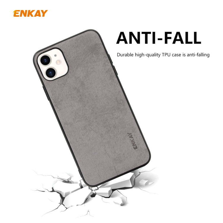 For iPhone 11 ENKAY ENK-PC0282 2 in 1 Business Series Fabric Texture PU Leather + TPU Soft Slim Case Cover ï¼† 0.26mm 9H 2.5D Tempered Glass Film