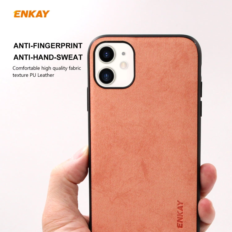 For iPhone 11 ENKAY ENK-PC0282 2 in 1 Business Series Fabric Texture PU Leather + TPU Soft Slim Case Cover ï¼† 0.26mm 9H 2.5D Tempered Glass Film
