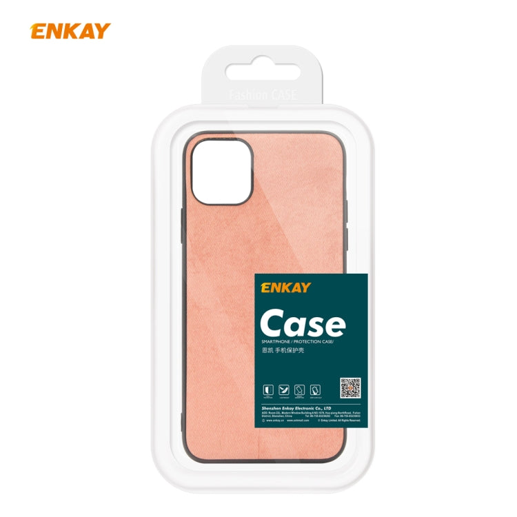 For iPhone 11 Pro Max ENKAY ENK-PC0302 2 in 1 Business Series Fabric Texture PU Leather + TPU Soft Slim Case Cover ï¼† 0.26mm 9H 2.5D Tempered Glass Film