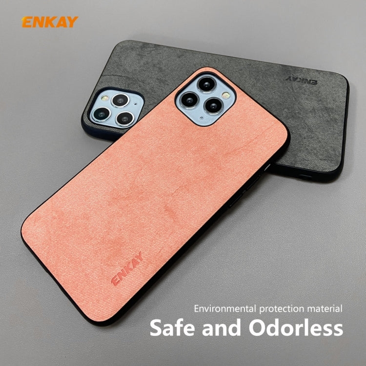 For iPhone 11 Pro Max ENKAY ENK-PC0302 2 in 1 Business Series Fabric Texture PU Leather + TPU Soft Slim Case Cover ï¼† 0.26mm 9H 2.5D Tempered Glass Film