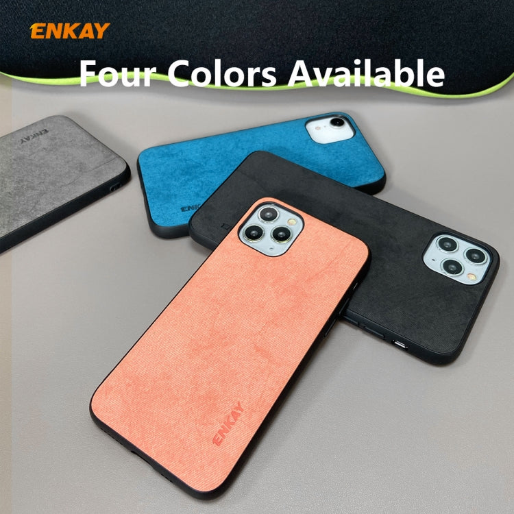 For iPhone 11 Pro Max ENKAY ENK-PC0302 2 in 1 Business Series Fabric Texture PU Leather + TPU Soft Slim Case Cover ï¼† 0.26mm 9H 2.5D Tempered Glass Film