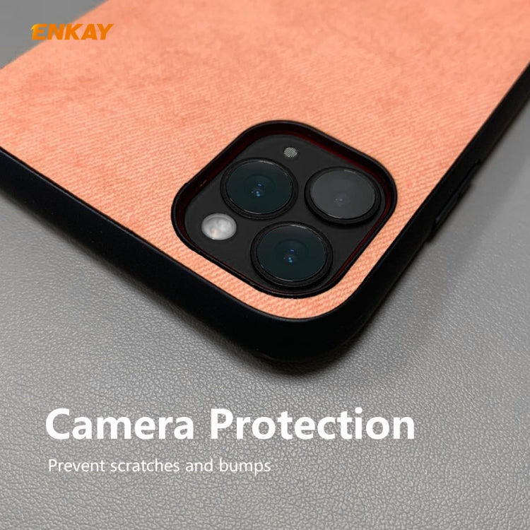 For iPhone 11 Pro Max ENKAY ENK-PC0302 2 in 1 Business Series Fabric Texture PU Leather + TPU Soft Slim Case Cover ï¼† 0.26mm 9H 2.5D Tempered Glass Film