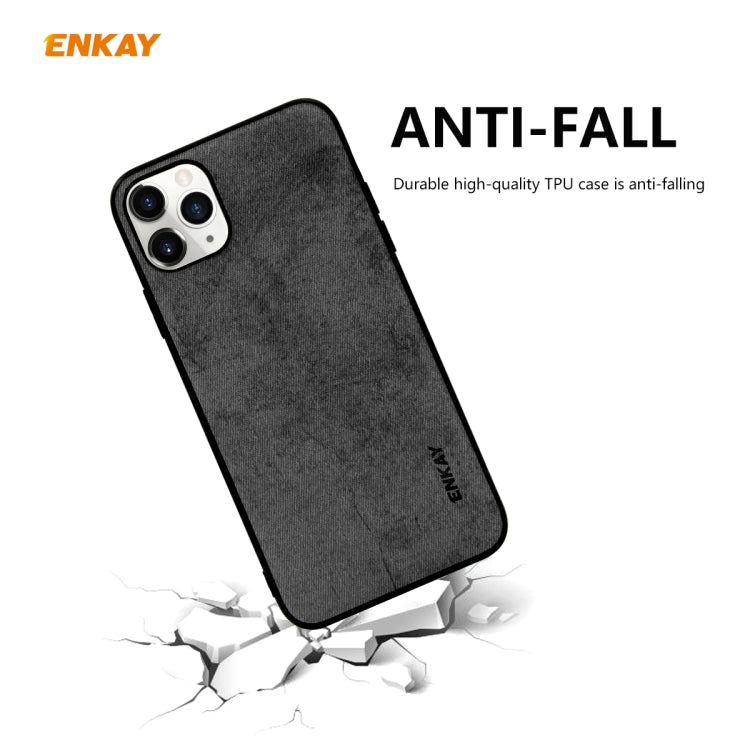 For iPhone 11 Pro Max ENKAY ENK-PC0302 2 in 1 Business Series Fabric Texture PU Leather + TPU Soft Slim Case Cover ï¼† 0.26mm 9H 2.5D Tempered Glass Film