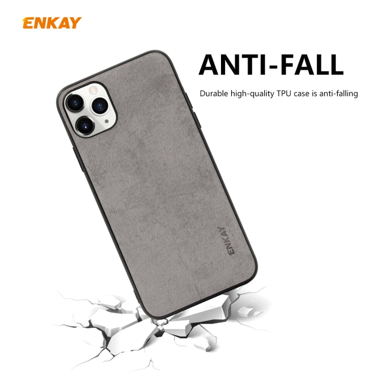 For iPhone 11 Pro Max ENKAY ENK-PC0302 2 in 1 Business Series Fabric Texture PU Leather + TPU Soft Slim Case Cover ï¼† 0.26mm 9H 2.5D Tempered Glass Film