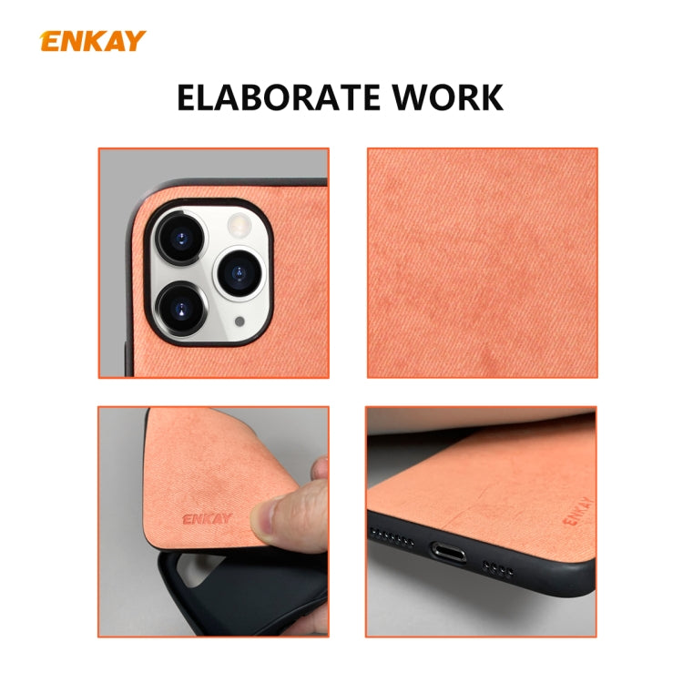 For iPhone 11 Pro Max ENKAY ENK-PC0302 2 in 1 Business Series Fabric Texture PU Leather + TPU Soft Slim Case Cover ï¼† 0.26mm 9H 2.5D Tempered Glass Film