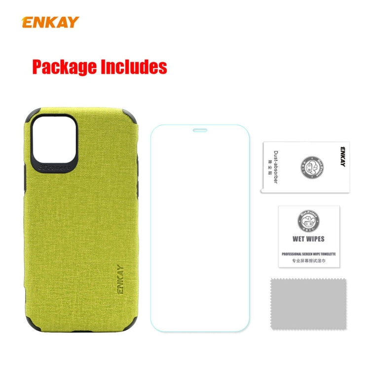 For iPhone 11 Pro Max ENKAY ENK-PC0332 2 in 1 Business Series Denim Texture PU Leather + TPU Soft Slim Case Cover ï¼† 0.26mm 9H 2.5D Tempered Glass Film