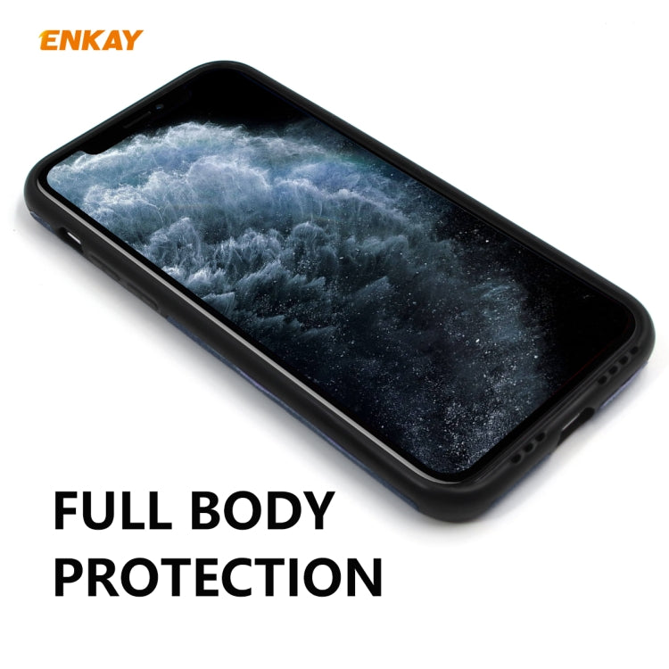 For iPhone 11 Pro ENKAY ENK-PC0322 2 in 1 Business Series Denim Texture PU Leather + TPU Soft Slim CaseCover ï¼† 0.26mm 9H 2.5D Tempered Glass Film