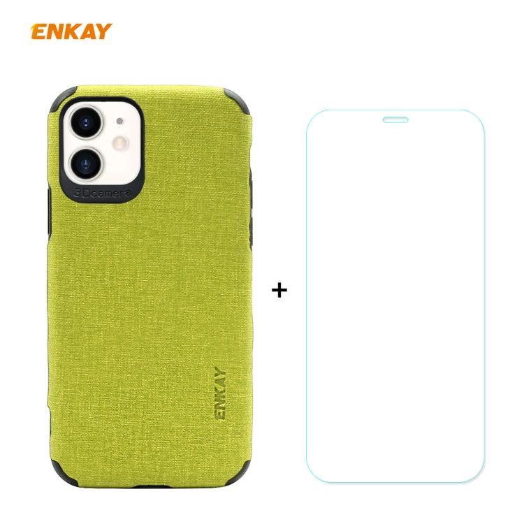 For iPhone 11 ENKAY ENK-PC0312 2 in 1 Business Series Denim Texture PU Leather + TPU Soft Slim Case Cover ï¼† 0.26mm 9H 2.5D Tempered Glass Film