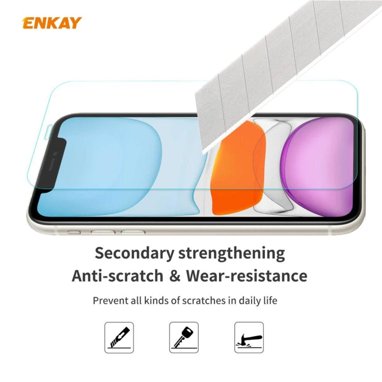 For iPhone 11 ENKAY ENK-PC0312 2 in 1 Business Series Denim Texture PU Leather + TPU Soft Slim Case Cover ï¼† 0.26mm 9H 2.5D Tempered Glass Film