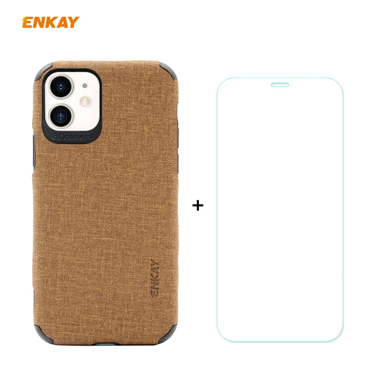 For iPhone 11 ENKAY ENK-PC0312 2 in 1 Business Series Denim Texture PU Leather + TPU Soft Slim Case Cover ï¼† 0.26mm 9H 2.5D Tempered Glass Film