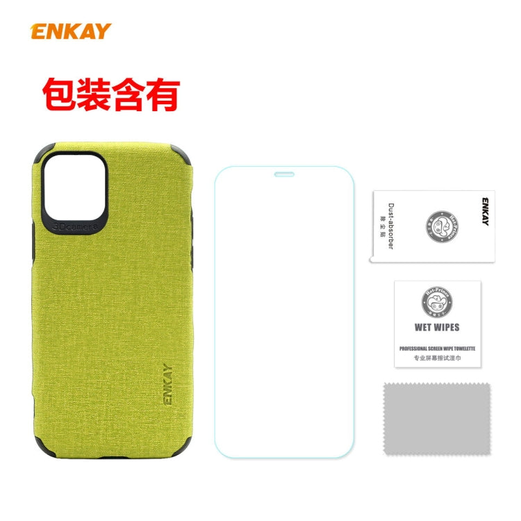 For iPhone 11 ENKAY ENK-PC0312 2 in 1 Business Series Denim Texture PU Leather + TPU Soft Slim Case Cover ï¼† 0.26mm 9H 2.5D Tempered Glass Film