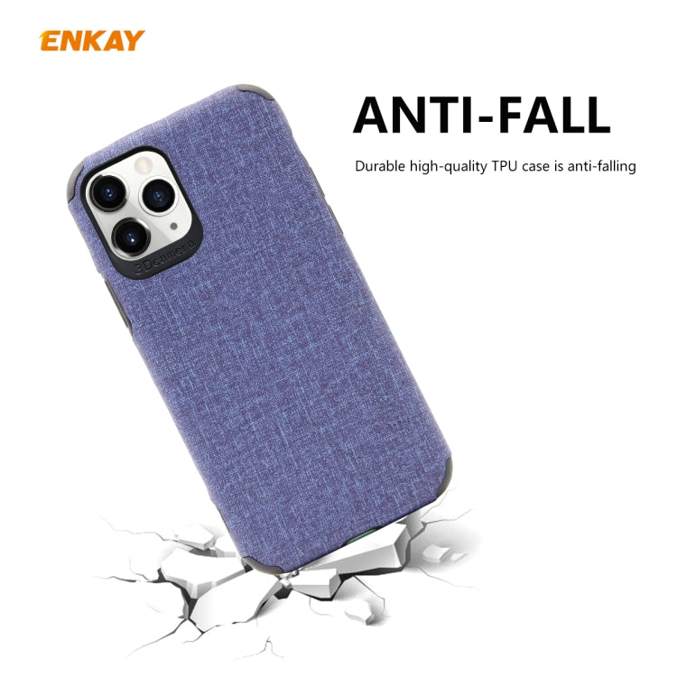 For iPhone 11 Pro Max ENKAY ENK-PC033 Business Series Denim Texture PU Leather + TPU Soft Slim Case Cover