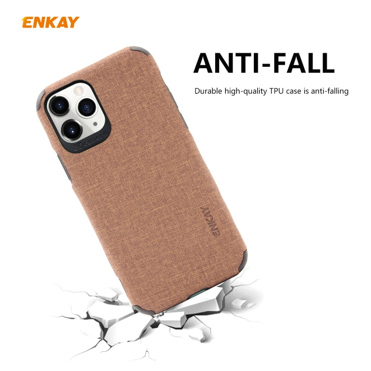 For iPhone 11 Pro Max ENKAY ENK-PC033 Business Series Denim Texture PU Leather + TPU Soft Slim Case Cover