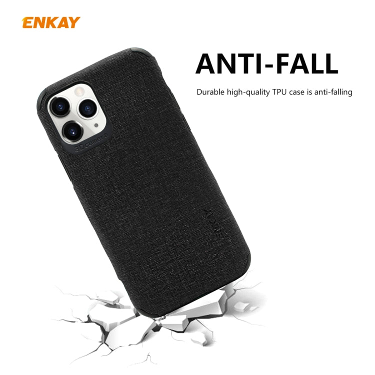 For iPhone 11 Pro ENKAY ENK-PC032 Business Series Denim Texture PU Leather + TPU Soft Slim CaseCover