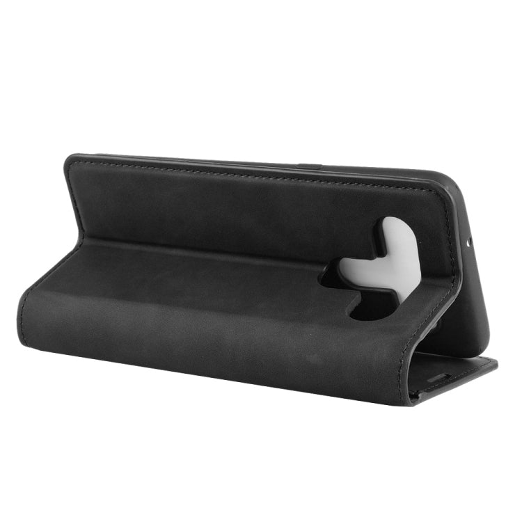 For LG K61 Retro-skin Business Magnetic Suction Leather Case with Holder & Card Slots & Wallet