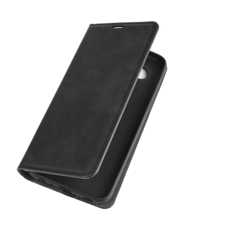 For LG K61 Retro-skin Business Magnetic Suction Leather Case with Holder & Card Slots & Wallet