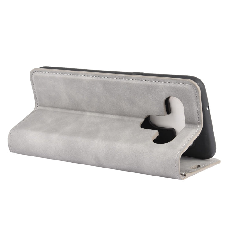 For LG K61 Retro-skin Business Magnetic Suction Leather Case with Holder & Card Slots & Wallet