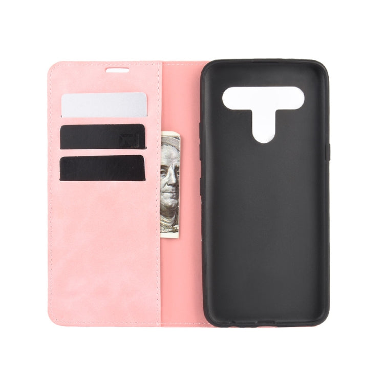 For LG K61 Retro-skin Business Magnetic Suction Leather Case with Holder & Card Slots & Wallet