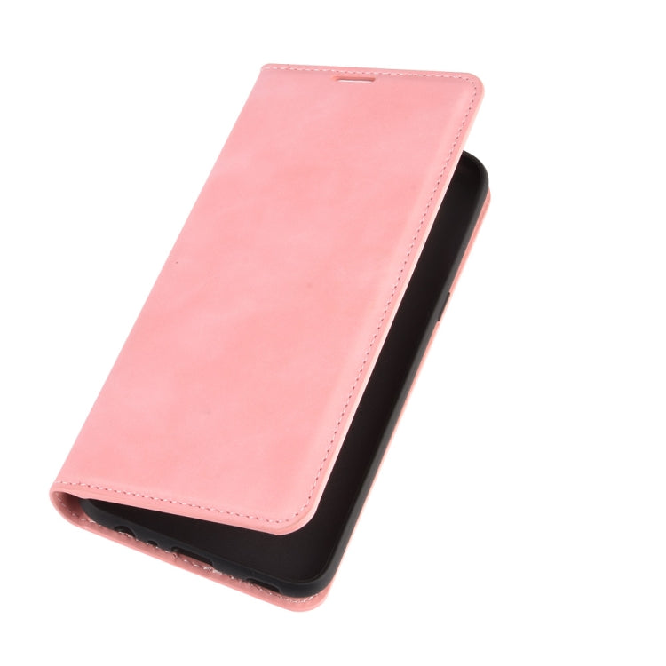 For LG K61 Retro-skin Business Magnetic Suction Leather Case with Holder & Card Slots & Wallet