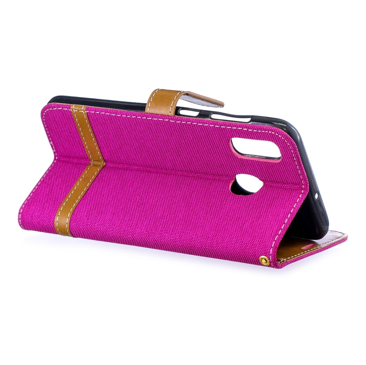 Color Matching Denim Texture Leather Case for Galaxy A20 / A30, with Holder & Card Slots & Wallet & Lanyard