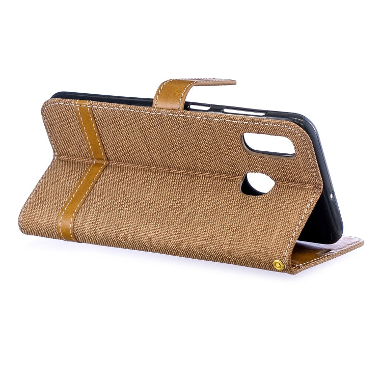 Color Matching Denim Texture Leather Case for Galaxy A20 / A30, with Holder & Card Slots & Wallet & Lanyard