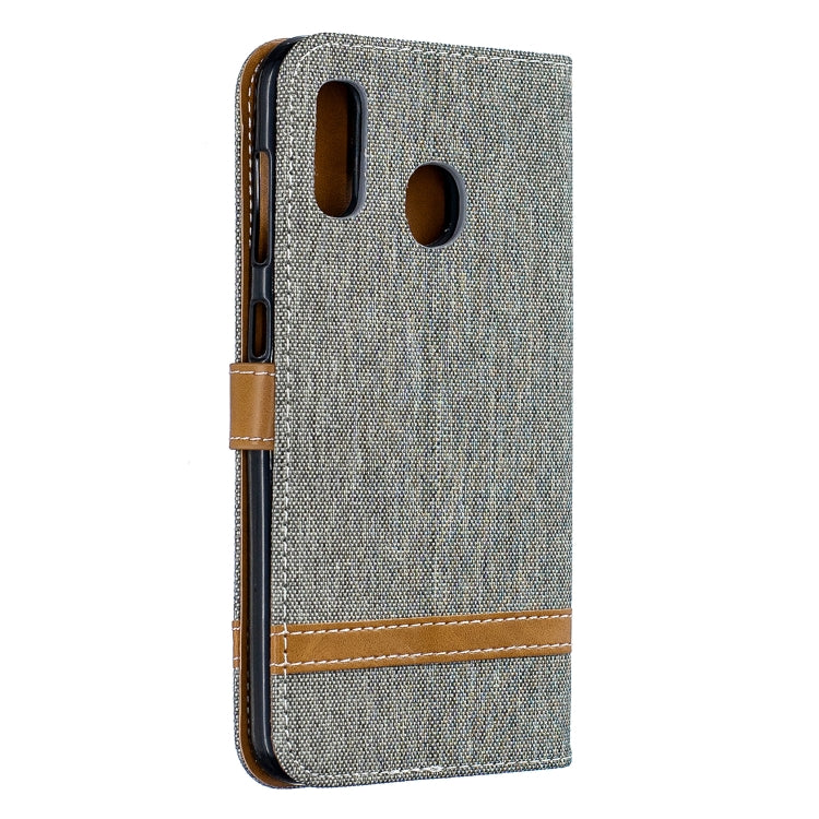 Color Matching Denim Texture Leather Case for Galaxy A20 / A30, with Holder & Card Slots & Wallet & Lanyard